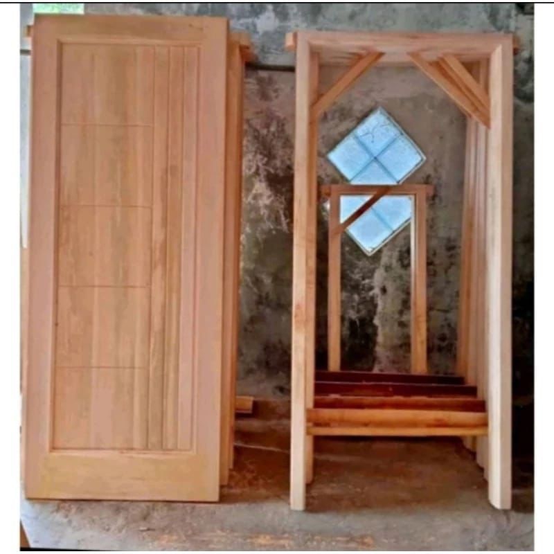 (Ready stok)1 set Kusen & Pintu Rumah kayu model minimalis pintu kamar Aeshetic