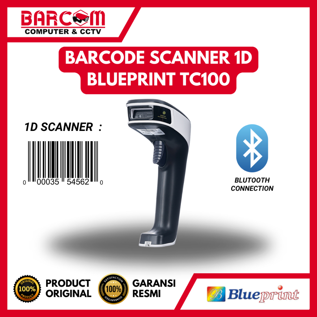 BARCODE SCANNER CCD 1D AUTO SCAN USB + BLUEPRINT BLUEPRINT BP - TC100 - ORIGINAL BLUEPRINT