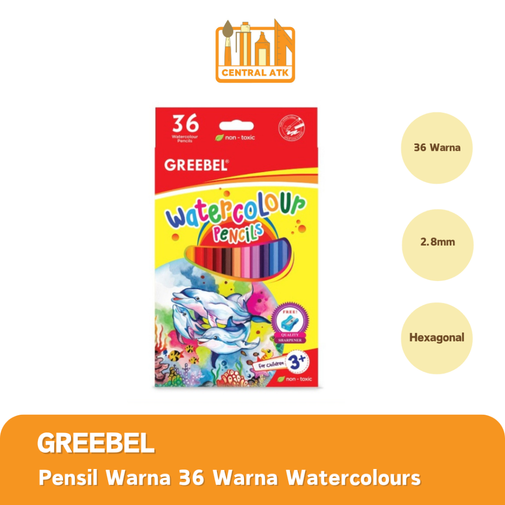 

PENSIL WARNA / COLOR PENCIL GREEBEL 36 WARNA WATERCOLOUR PANJANG