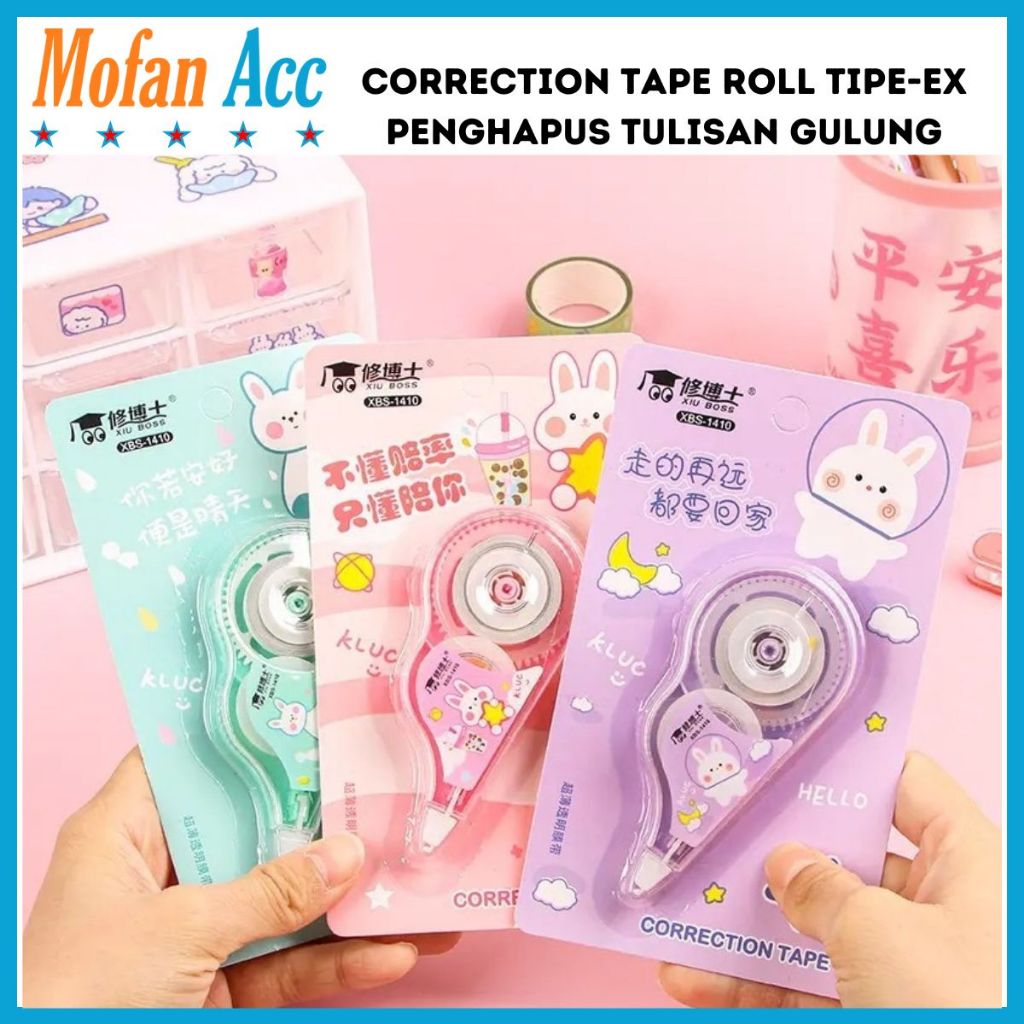 

Correction Tape Karakter 3.6M 8M/ Tipe-X Roll Kertas Mini / Penghapus Pena Perlengkapan Sekolah Lucu