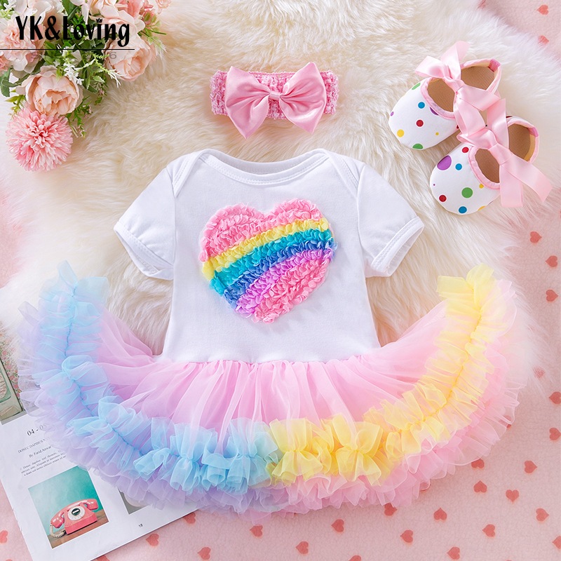 JPB Jumper dress / jumpsuit anak dan bayi perempuan rok tutu motif rainbow