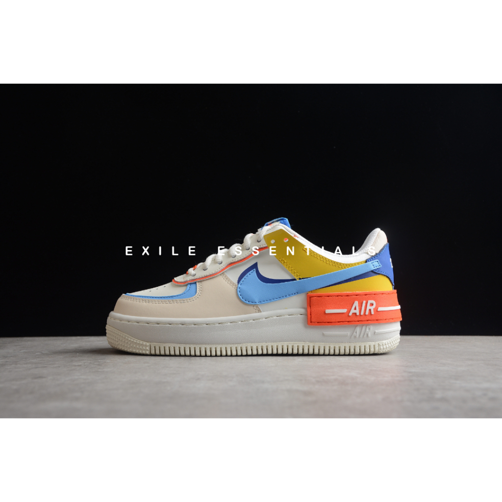 [READY STOCK SIZE 38] Nike Air Force 1 Low Shadow Sail Multi-Color (Game Royal Rush Orange Universit