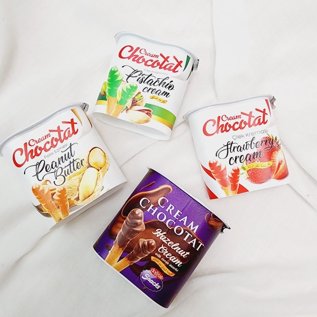 

Camilan / Makanan Ringan Biscuit Dogtat / Doğtat Import Turki 55 Gr Cream Hazelnut, Strawberry, Pistachio, Peanut