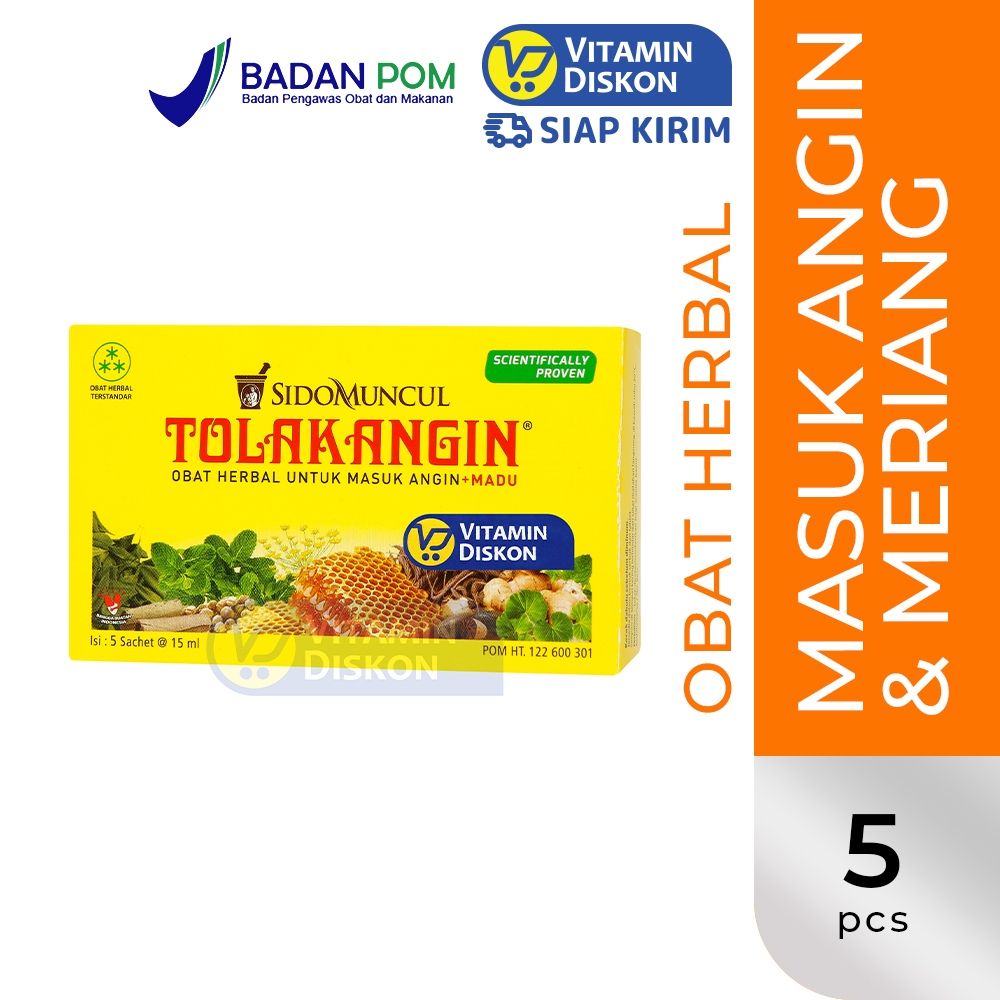Sidomuncul Tolak Angin Cair 1 Box (5 Pcs) | Obat Herbal Masuk Angin, Mual, Pusing, Flu Dan Meriang