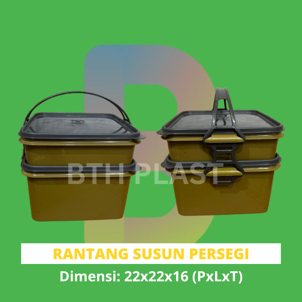 RANTANG HAJATAN SUSUN 2 PERSEGI / Rantang Susun Plastik / Tempat Makan / Rantang Hajatan Kotak