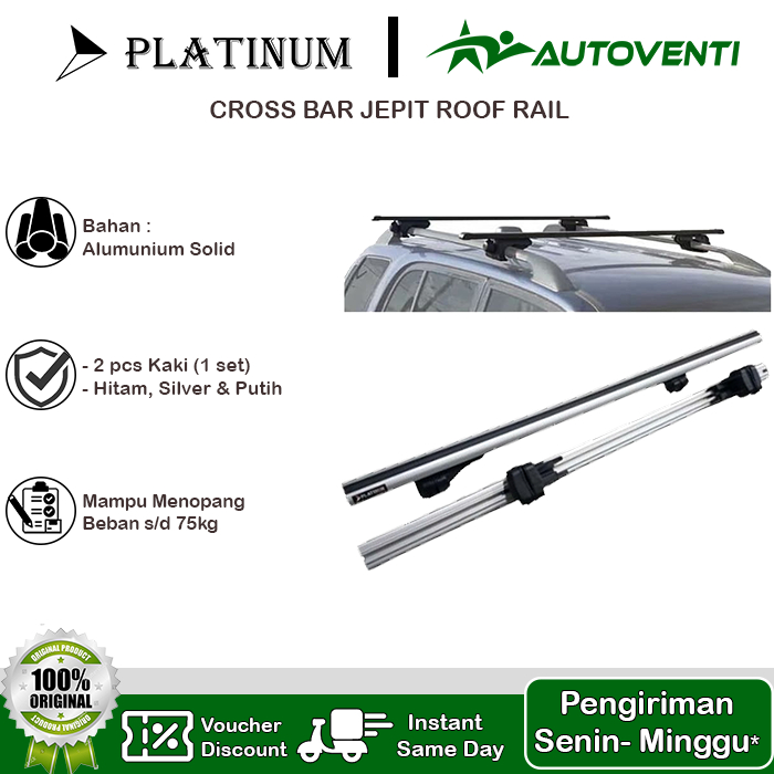 Stok Baru CROSS BAR KAKI JEPIT ROOF RAIL MOBIL MITSUBISHI PAJERO PLATINUM NEW