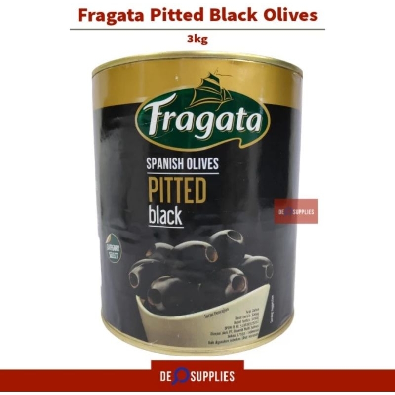 

Fragata Pitted Black Olives 3kg - Buah Zaitun Hitam Spain Olive Horeca