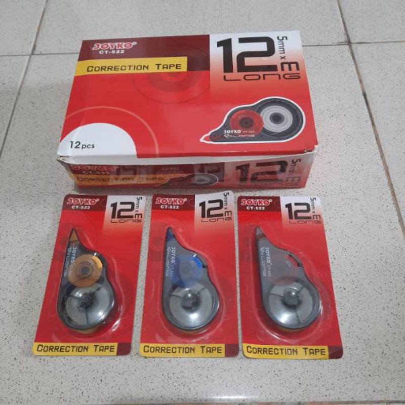 

Tip-ex / Correction Tape (12 pcs) Joyko CT-522 panjang 12m