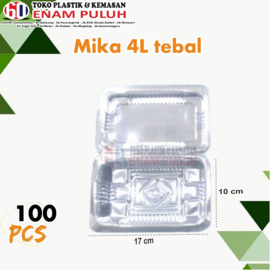 MIKA 4L dan 4M TEBAL / Plastik Mika Kue / Mika Nasi Kuning Kecil Ukuran 15cmx9,5cm 17cmx 10cm / 4L T