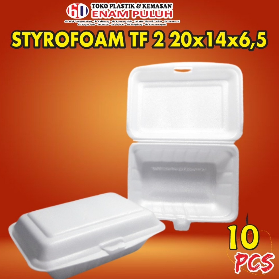 Styrofoam TF 2 isi 10 pcs / Styrofoam bubur / nasi kuning / tempat nasi /  Ukuran 20x14x6,5 cm Stere