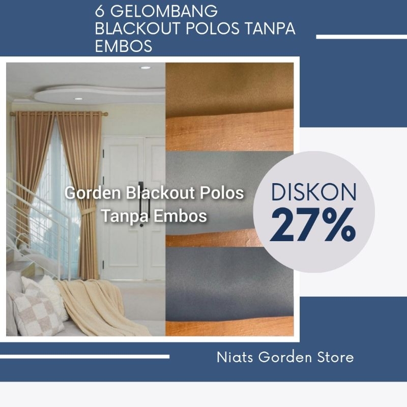 Gorden Jendela Blackout Polos Tanpa Embos Hordeng Minimalis Gordeng Pintu Tirai Malam Premium Tebal