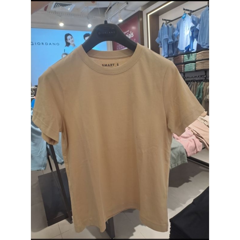 GIORDANO BASIC TEE WOMEN OAT MILK (ORIGINAL)100%