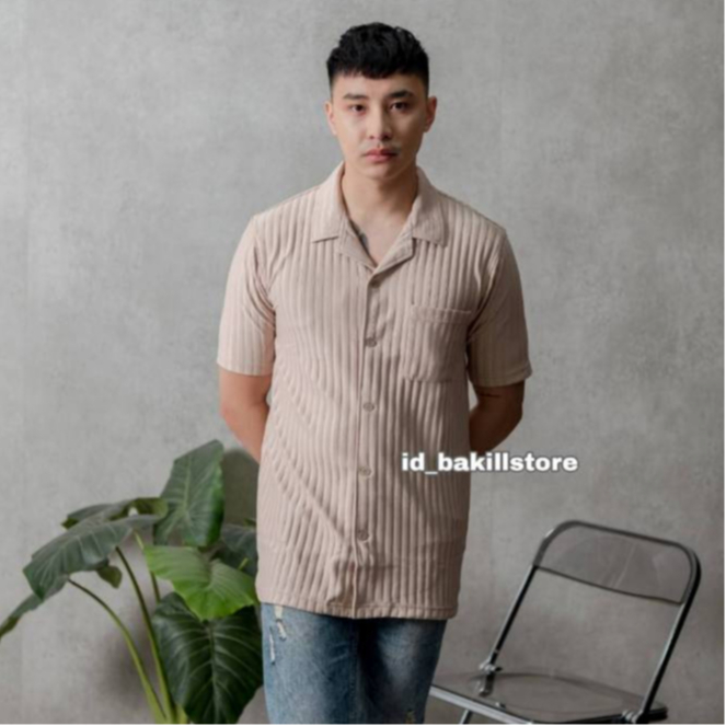 Kemeja Knit Lengan Pendek Pria Terbaru / Kemeja Knit Bowling Shirt Pria / Baju Knit Pria Termurah.