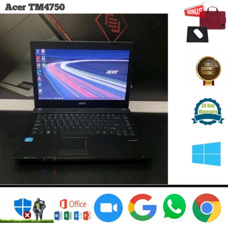 Laptop Acer TM4750 Core i3 Gen 2 Ram 4GB HDD 500GB Windows 10 Siap Pakai