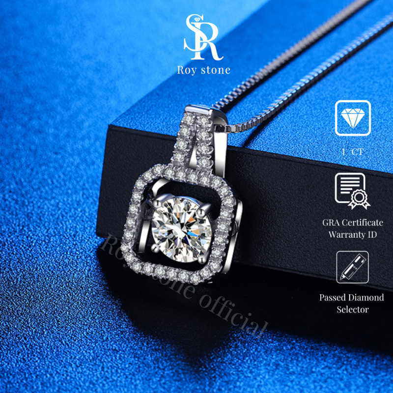 RoyStone - Kalung Wanita Moissanite Sertifikat GRA Original Lapis Emas - Pandora Necklace