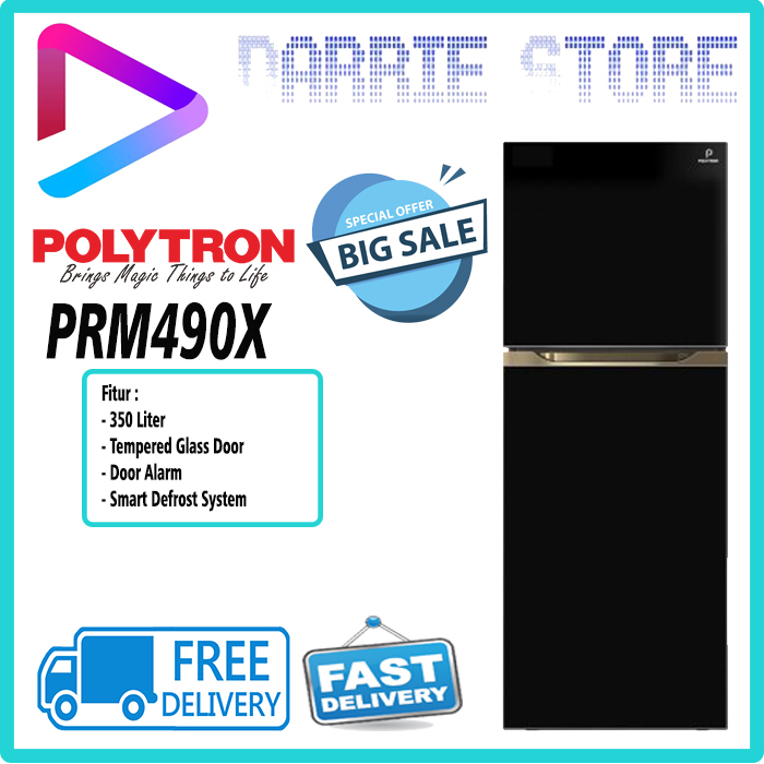 POLYTRON PRM490X Kulkas 2 Pintu Belleza 350 Liter PRM 490X PRM490