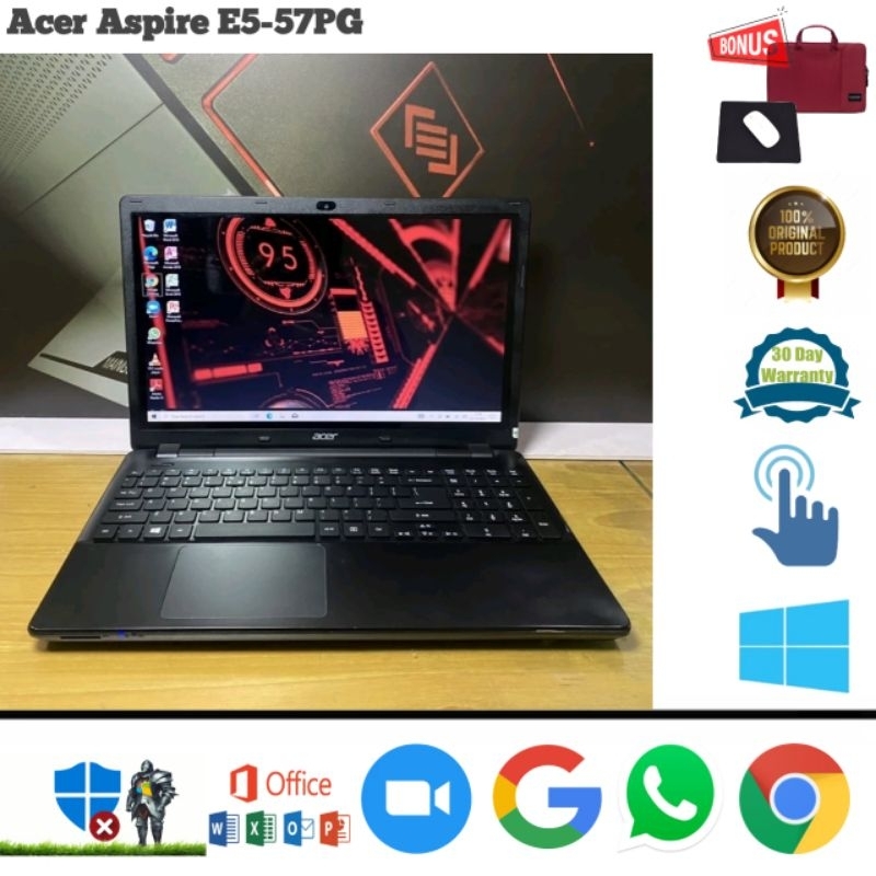 Laptop Acer Aspire E5-57PG Core i5 Gen 4 Ram 4GB SSD 128GB Win 10 Mulus - Siap Pakai