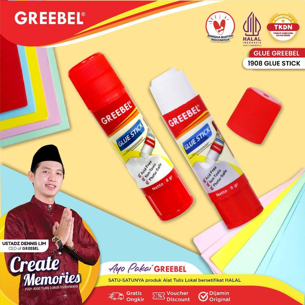 

GREEBEL Glue Stick Lem Kertas 8 Gr 1 PCS (GS 1908) / Lem Stik Batang Aman untuk Anak