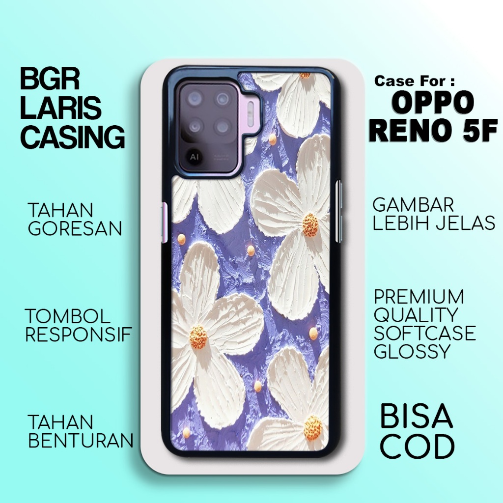 Case Oppo Reno 5F Terbaru Bunga Lucu Casing Oppo Reno 5F Hardcase Softcase Glossy Kesing Terlaris