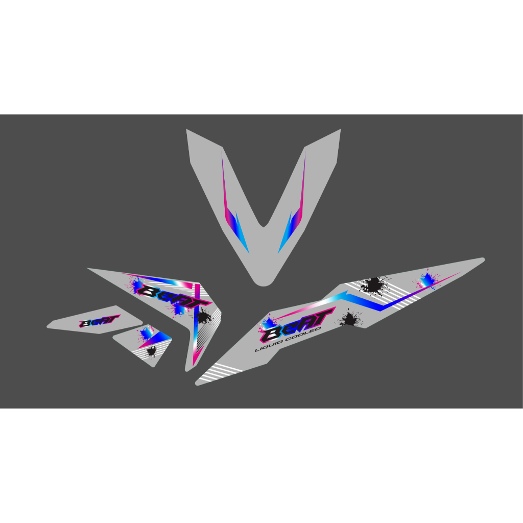 Stiker Transparan UV Beat Street ESP Striping Custom Rainbow - BES