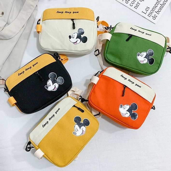 tasqumini - Tas Selempang Anak Remaja Wanita Kekinian Motip Karakter MICKEY PANJANG Korean Style