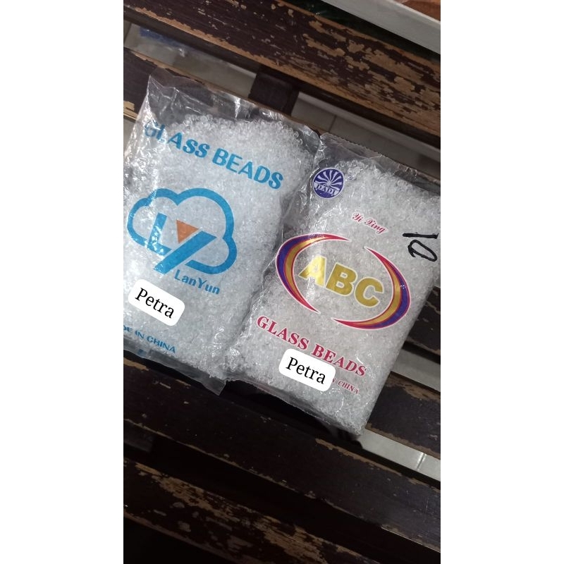 

Manik Pasir Kaca Glass Beads bening ukuran 6