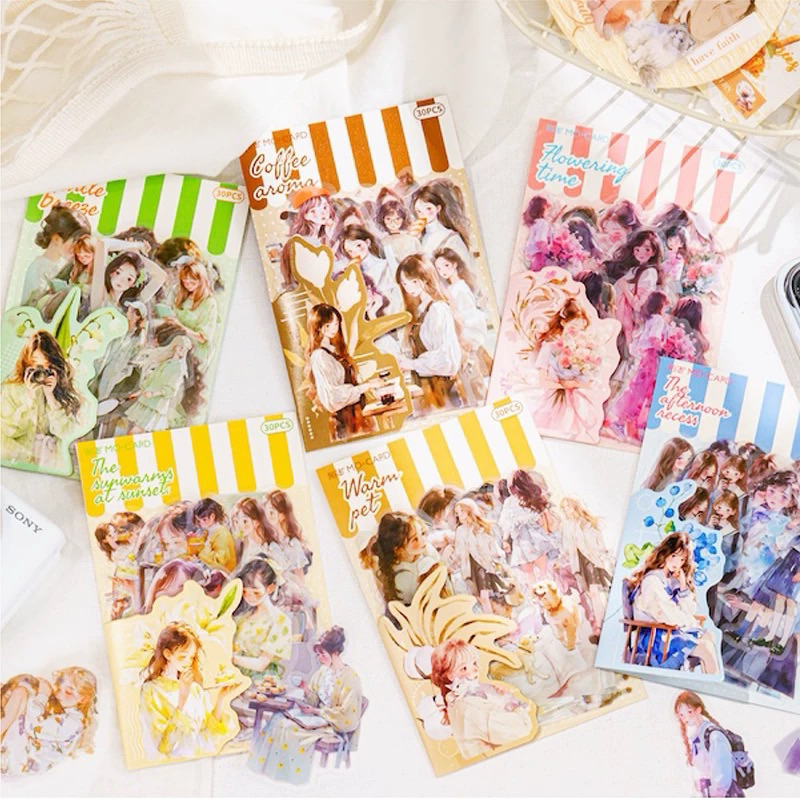 

30 Pcs Stiker Cewek Wanita Korea Girl Sticker DIY Deco Jurnal