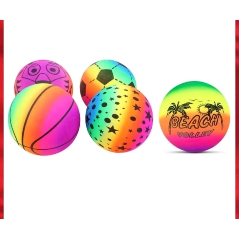 mainan bola karet / bola karet pelangi mainan anak anak