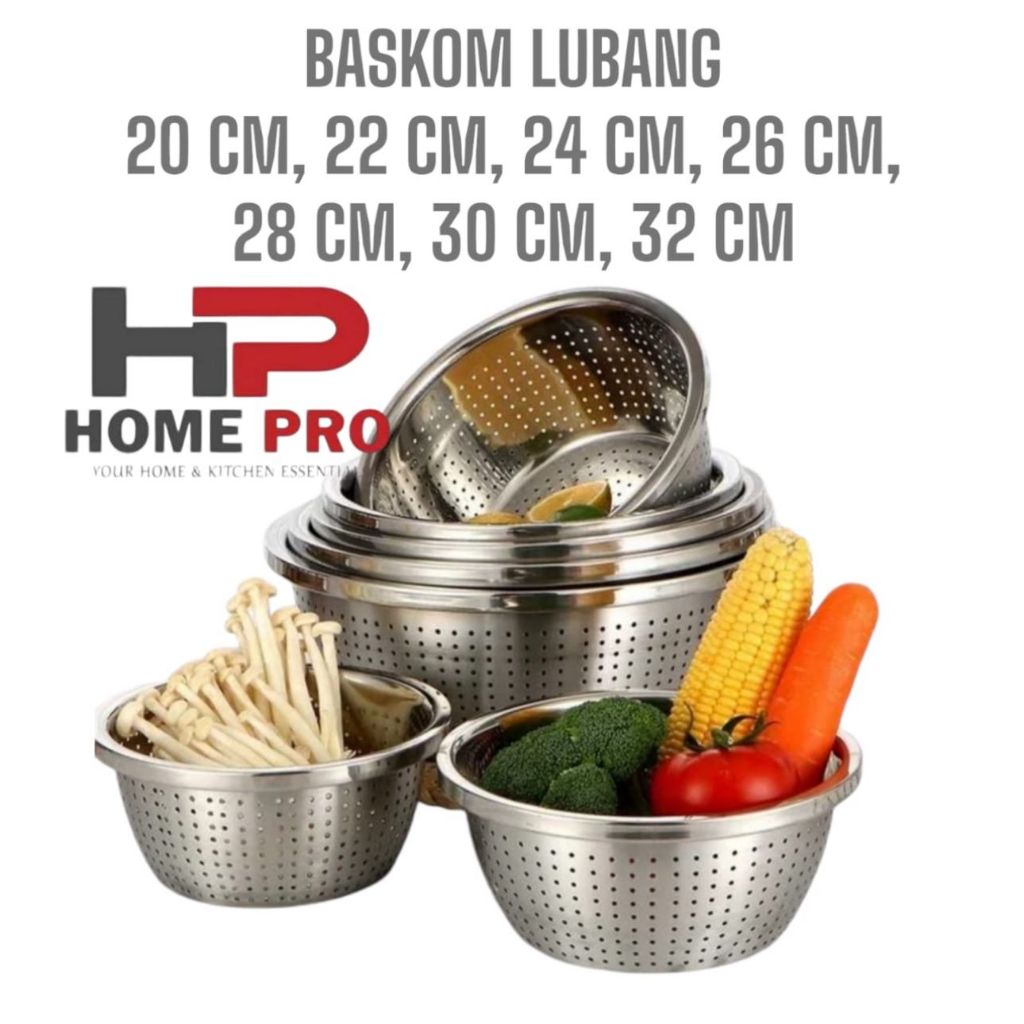 BASKOM LUBANG STAINLESS STEEL / Bakul Saringan Stainless Saringan Baskom Tirisan Sayur