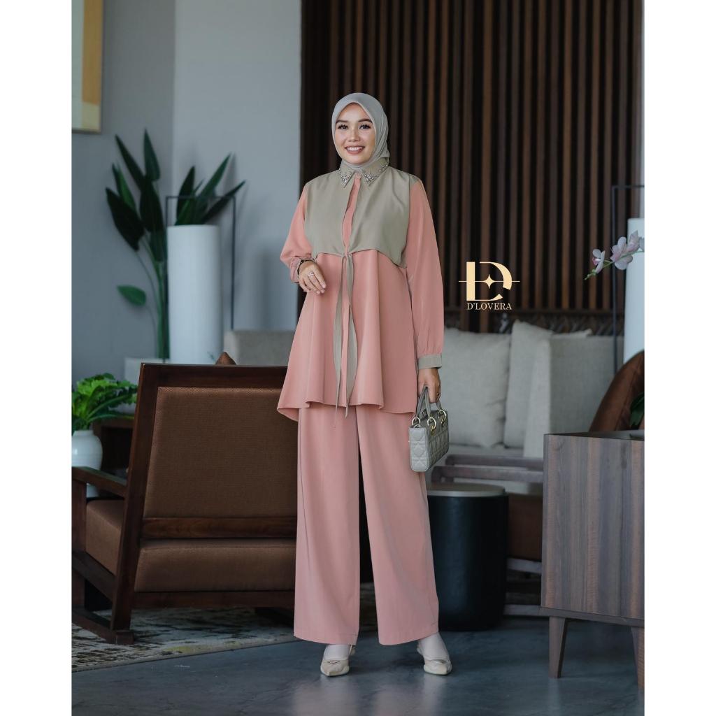 Setcel D'lovera Zeeta set stelan celana polos premium by Dlovera