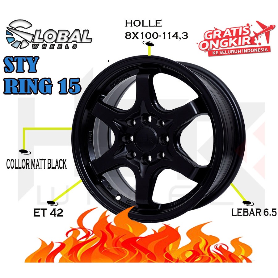 Velg Mobil HSR Sty Ring 15 Buat Mobil Kijang Vios City Baleno Corolla Avanza Brio Sigra