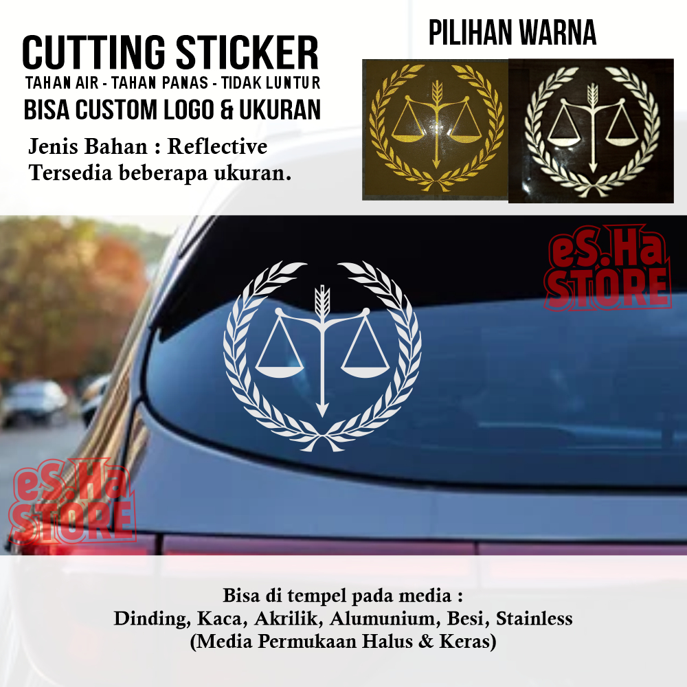 Cutting Sticker Stiker Timbangan Hukum Advokat Lawyer Pengacara Anti Air Anti Luntur