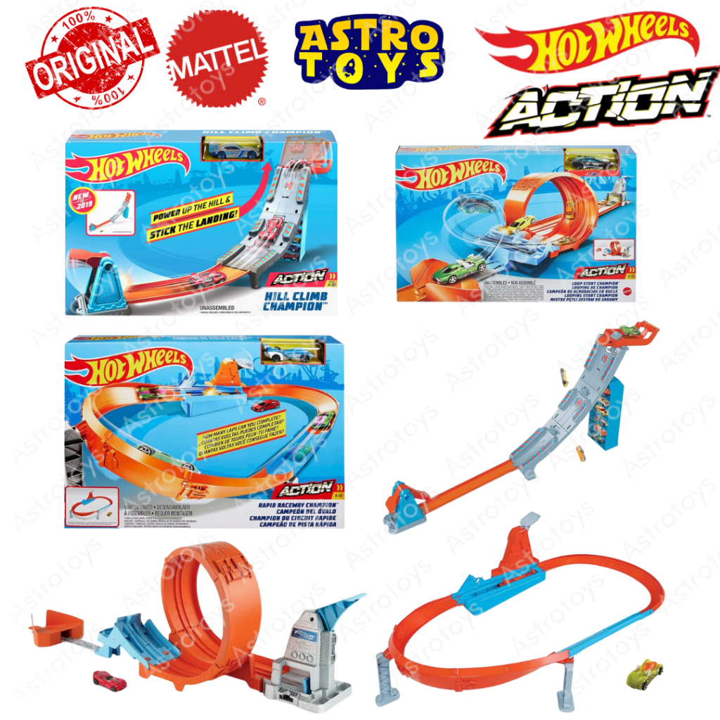 Track set Hot Wheels Loop Oval Stunt Champion GBF81 - Mainan Anak Trek Lintasan Jalanan Lurus Mobil 