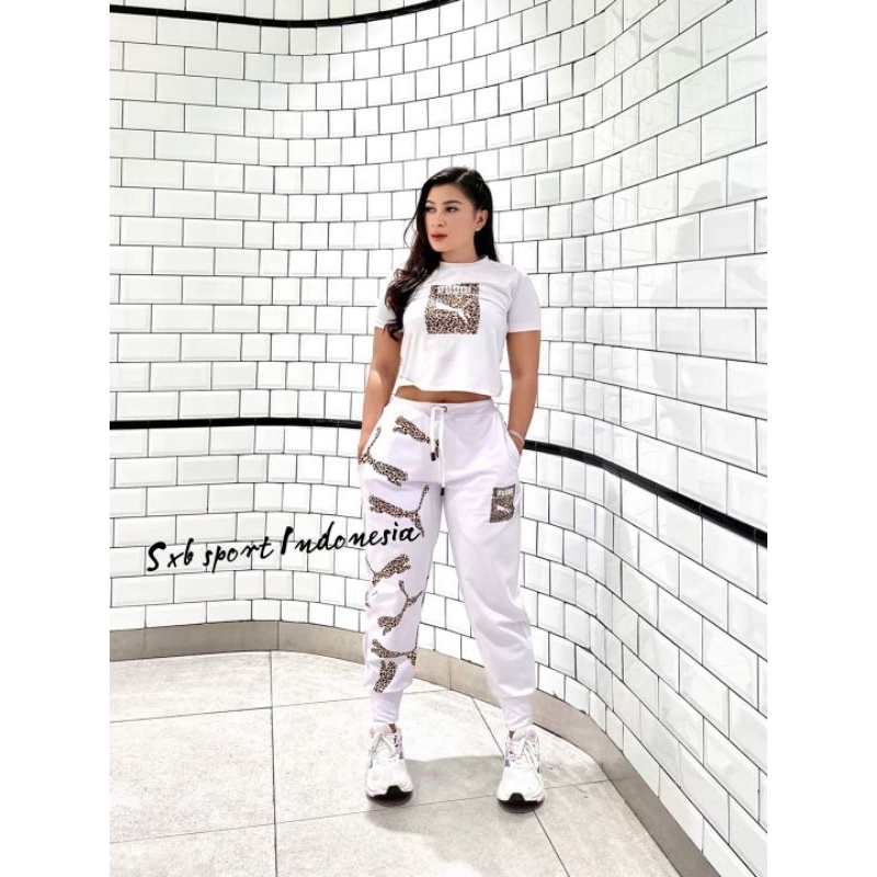 STELAN BAJU OLAHRAGA SXB SPORT WHITE LENGAN PENDEK DAN JOGGER