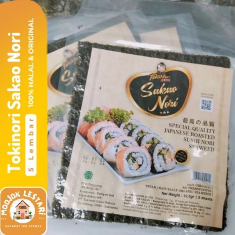 

TOKINORI Sakao Nori Isi 5 Lembar Seaweed/Rumput Laut 12,5gr HALAL Praktis Spesial Grade