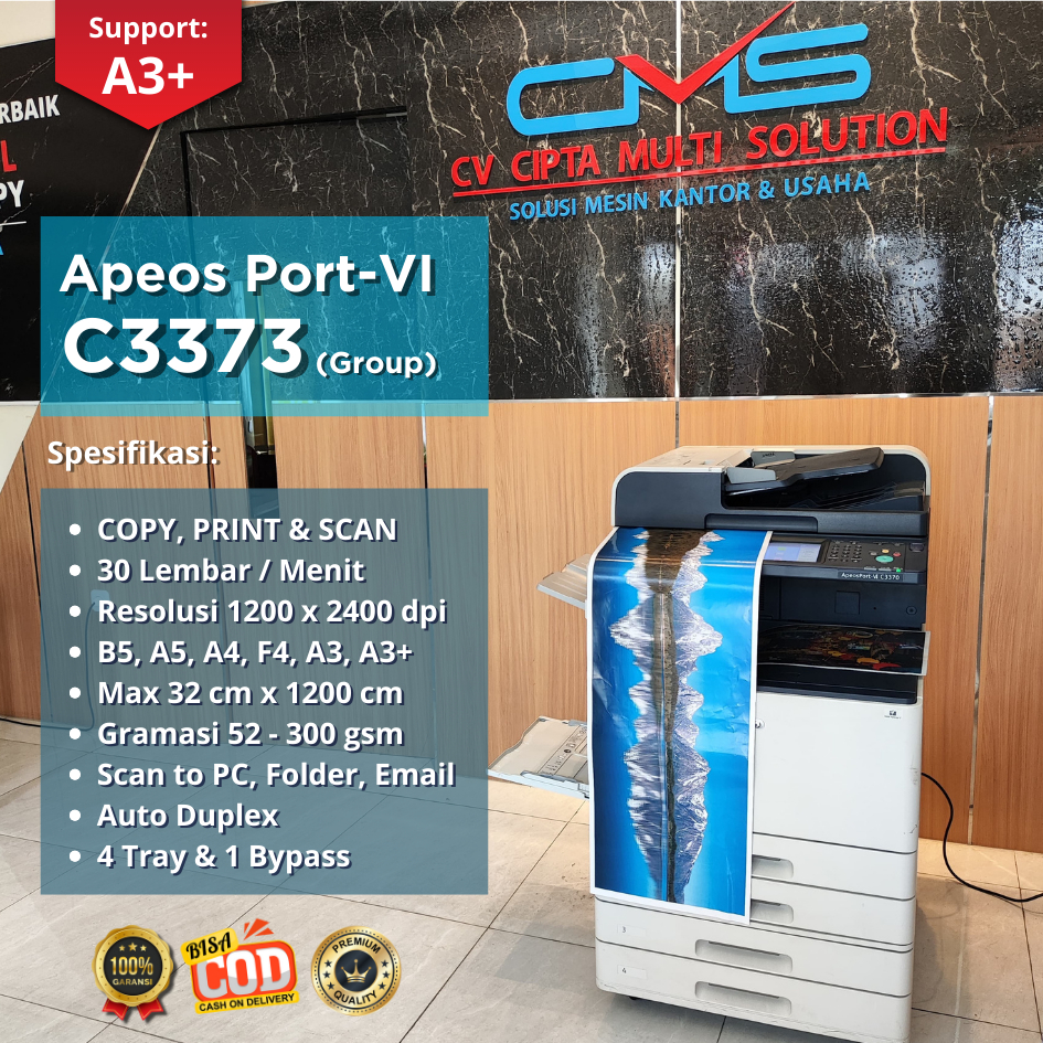 Fuji Xerox Apeos Port/Docu Centre -VI C3373 (Group)  |  Mesin Warna Support A3+  |  COPY PRINT SCAN 