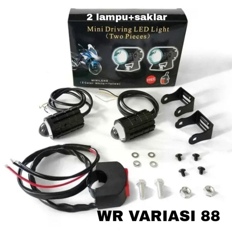 Lampu Led D2 Laser + Saklar DC Lampu Depan Led Lampu Tembak Motor Mobil 2 Warna Putih Kuning Univers