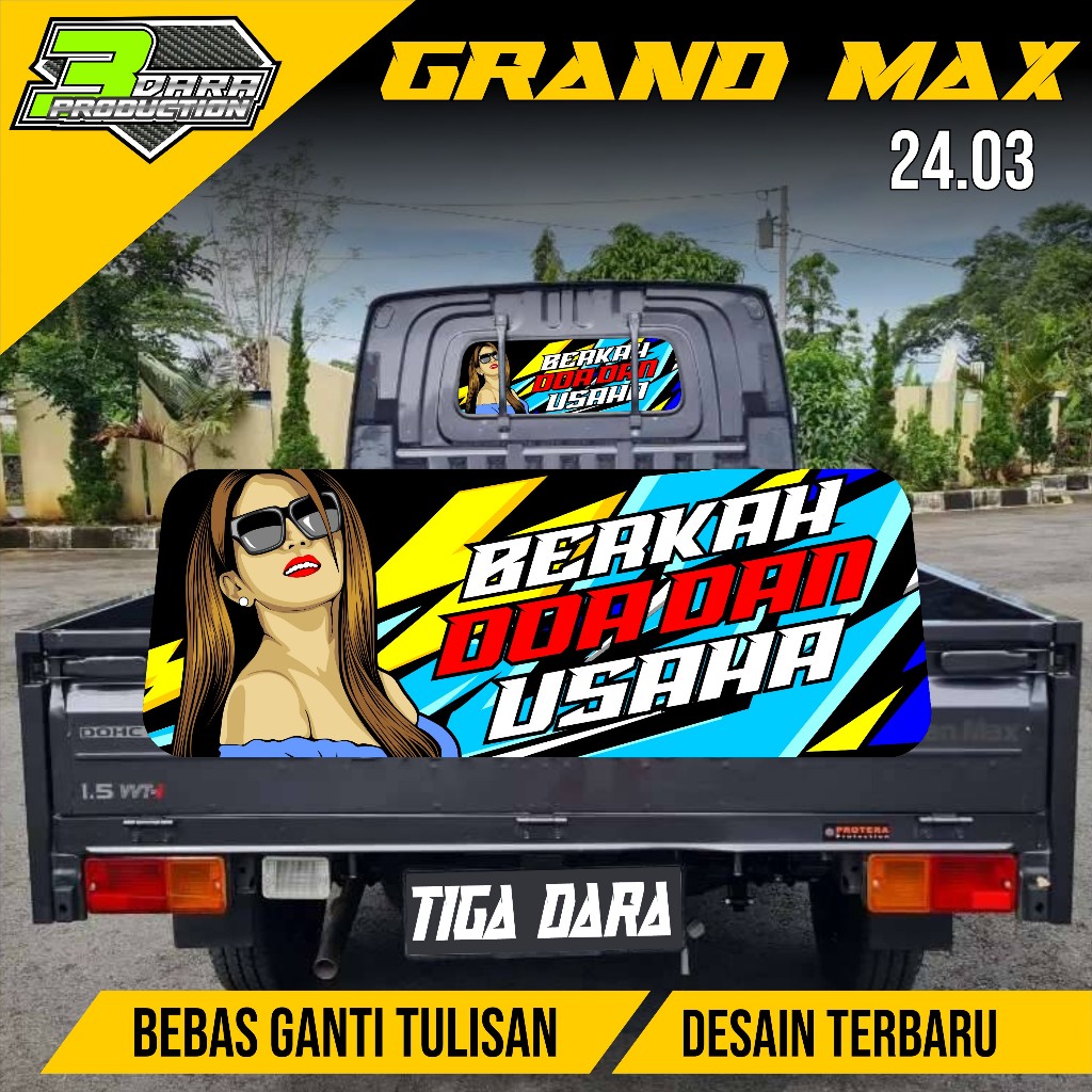 STIKER ONE WAY KACA BELAKANG MOBIL GRAND MAX DESAIN TERBARU 24.03