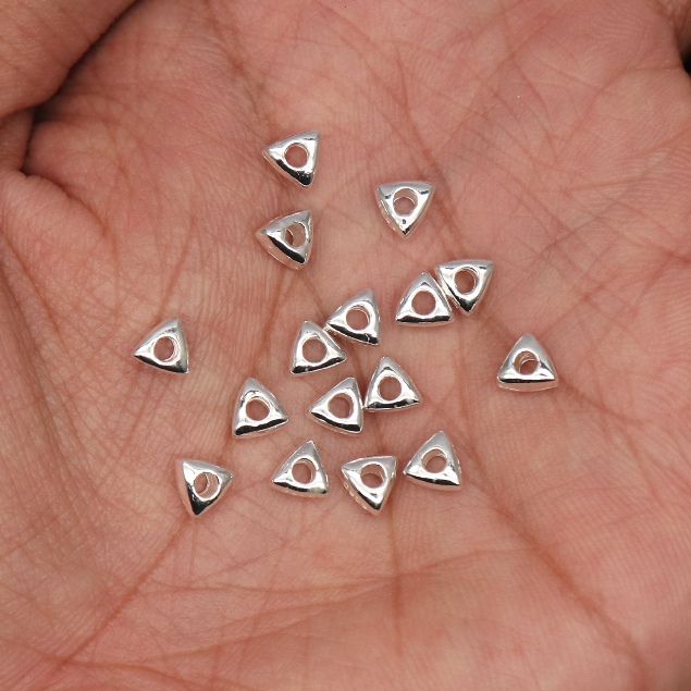 BAHAN PERAK 925 ASLI SPACER BENTUK SEGITIGA | MANIK SPACER GELANG / KALUNG | MANIK MANIK SPACER BAHA