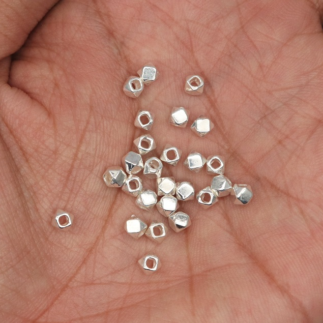 EXCLUSIVE BAHAN PERAK 925 ASLI SPACER BENTUK CUBE / HEXAGONAL CUBE BEADS | MANIK SPACER GELANG / KAL