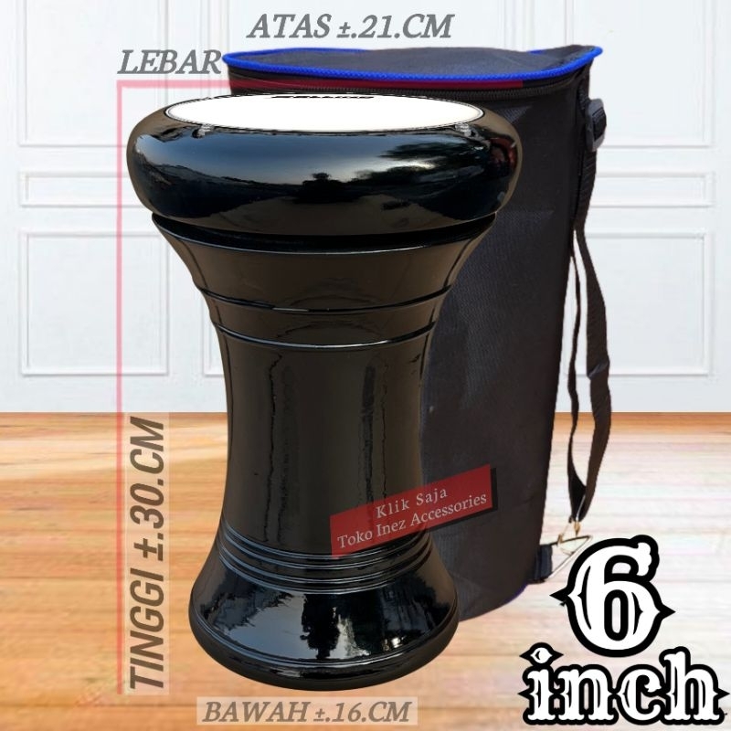 Darbuka Kayu Anak 6 inch Hitam Glos Mika Import