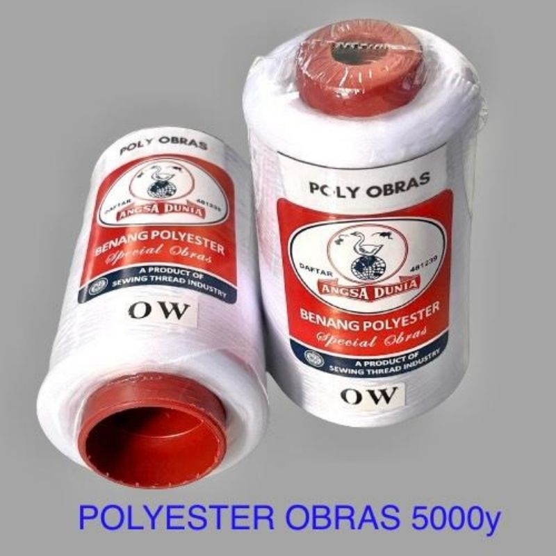 GROSIIN | BENANG OBRAS POLYESTER ANGSA DUNIA 5000 YARD | PERLENGKAPAN JAHIT