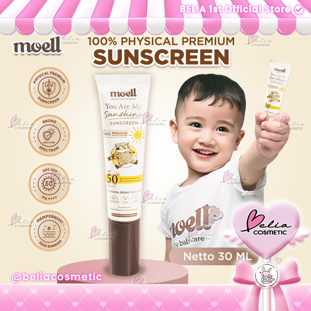 ❤ BELIA ❤ MOELL Physical Sunscreen Anak & Bayi SPF 50+ PA++++ 30 gr | Extra Water Resistant | Broad 