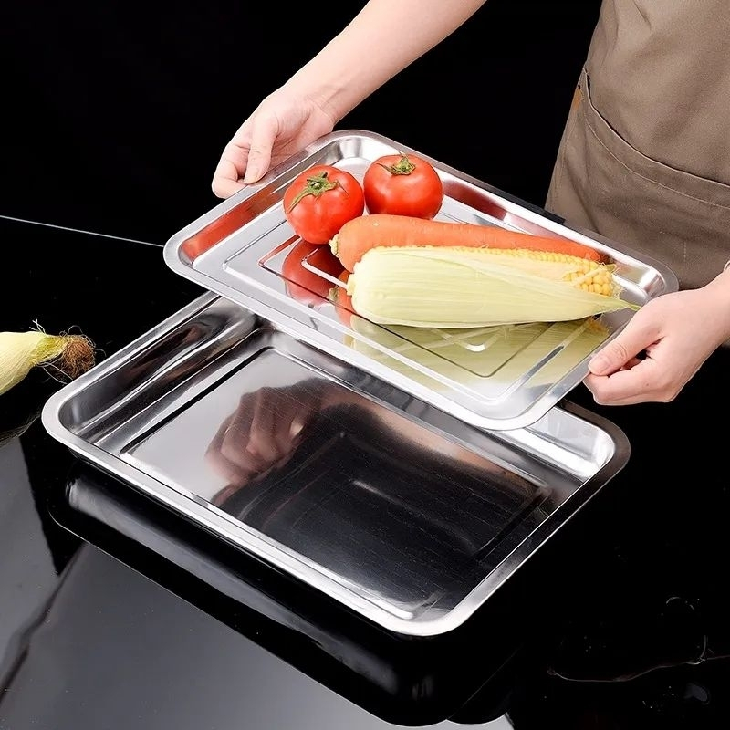 HC-45 Fujinex Nampan Model Ceper Stainless Steel Baki Persegi Tatakan Stainless Steel