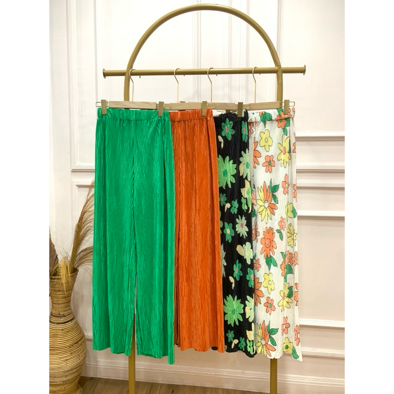 KULOT PLISKET MOTIF/ KULIT PLISKET POLOS / Celana wanita /kulot wanita
