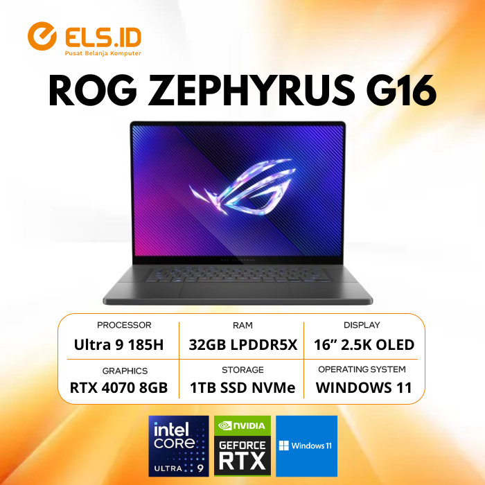 ASUS ROG Zephyrus G16 GU605MI-I947OL6G-OM Ultra 9 185H 32GB SSD 1TB RTX4070 16" W11+OHS+M365