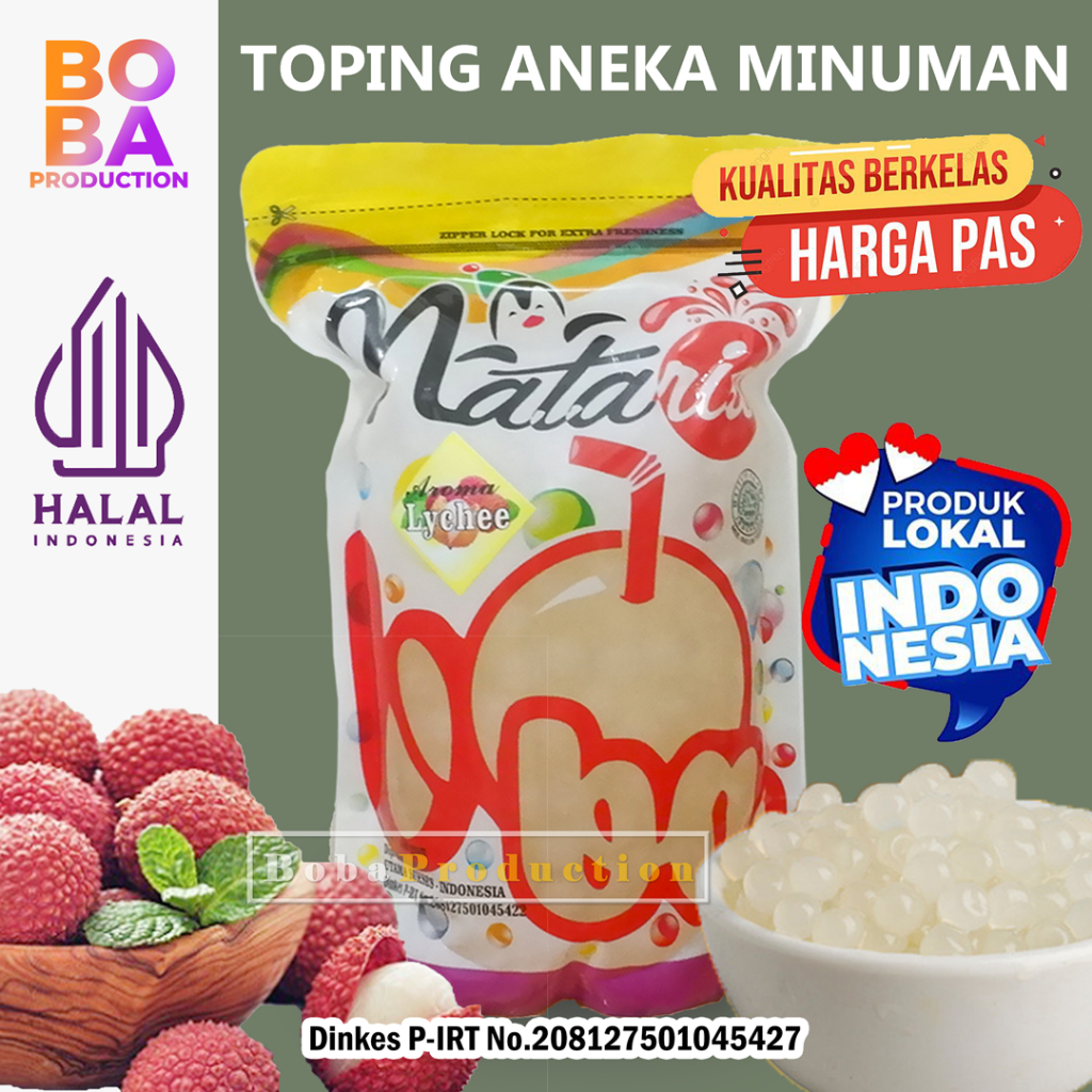 

Popping Boba lychee 500gr - Poping Boba Leci - Toping Aneka Minuman - BobaProduction