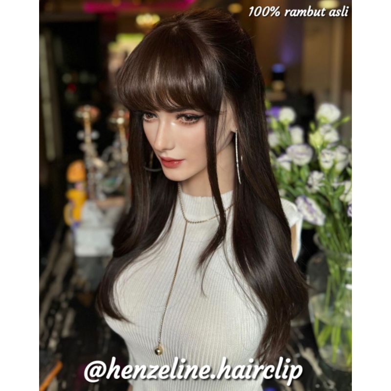 LACE WIG 100% RAMBUT ASLI / HUMAN HAIR / BEBAS UBAH BELAHAN FREE STYLING 60CM