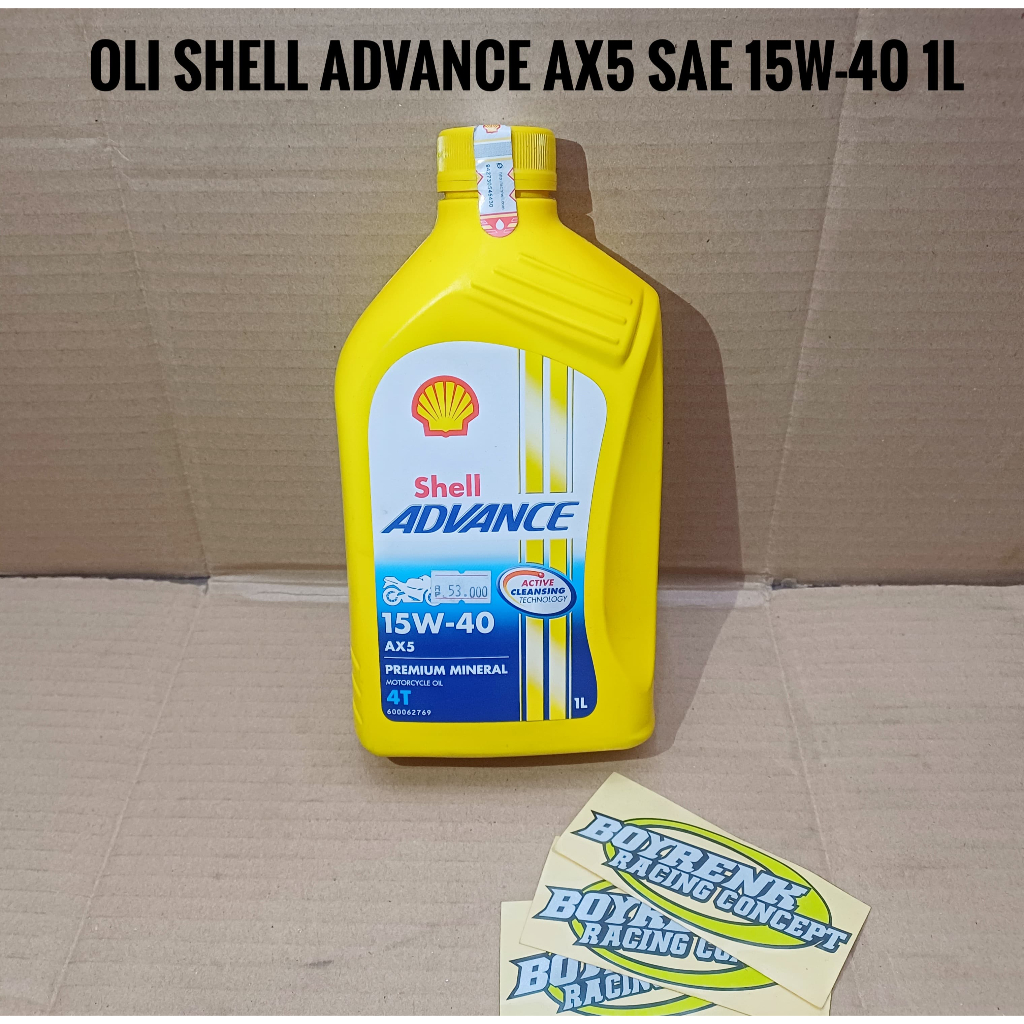 OLI SHELL ADVANCE AX5 15W-40 OLI SHELL A5X OLI SHELL MOTOR SPORT 4TAK 1 LITER ORIGINAL - BOYRENK RAC