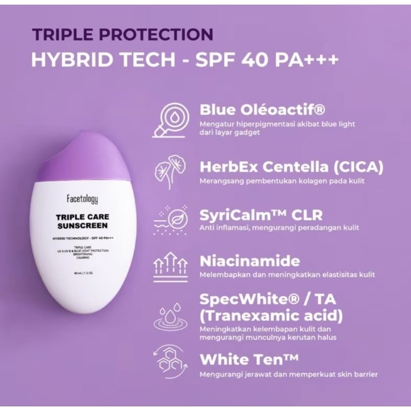Sunscreen Facetology Non Comedogenic Ori
